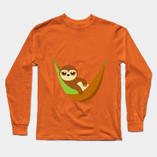 A cartoon sloth lounging in a hammock Long Sleeve T-Shirt